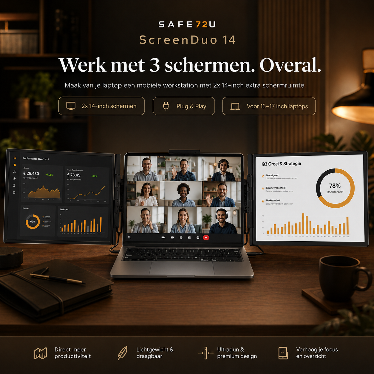 ScreenDuo 14 – Draagbare Dual-Screen Laptop Monitor