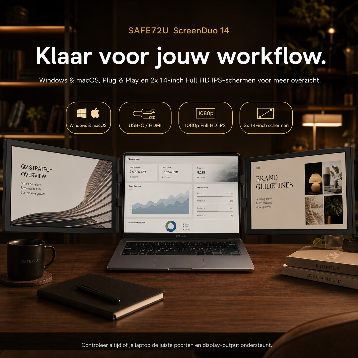 ScreenDuo 14 – Draagbare Dual-Screen Laptop Monitor