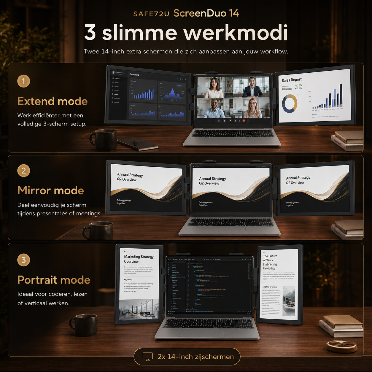 ScreenDuo 14 – Draagbare Dual-Screen Laptop Monitor
